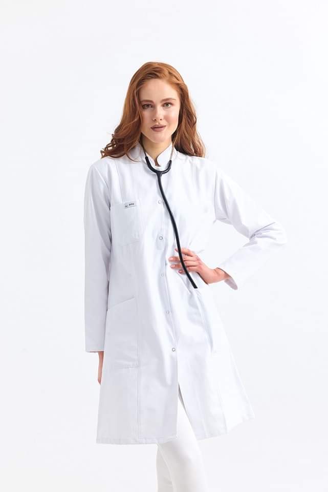 Ženski medicinski mantil ruska kragna